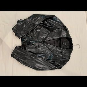 Leather jacket by Guess with belt buckle, size M